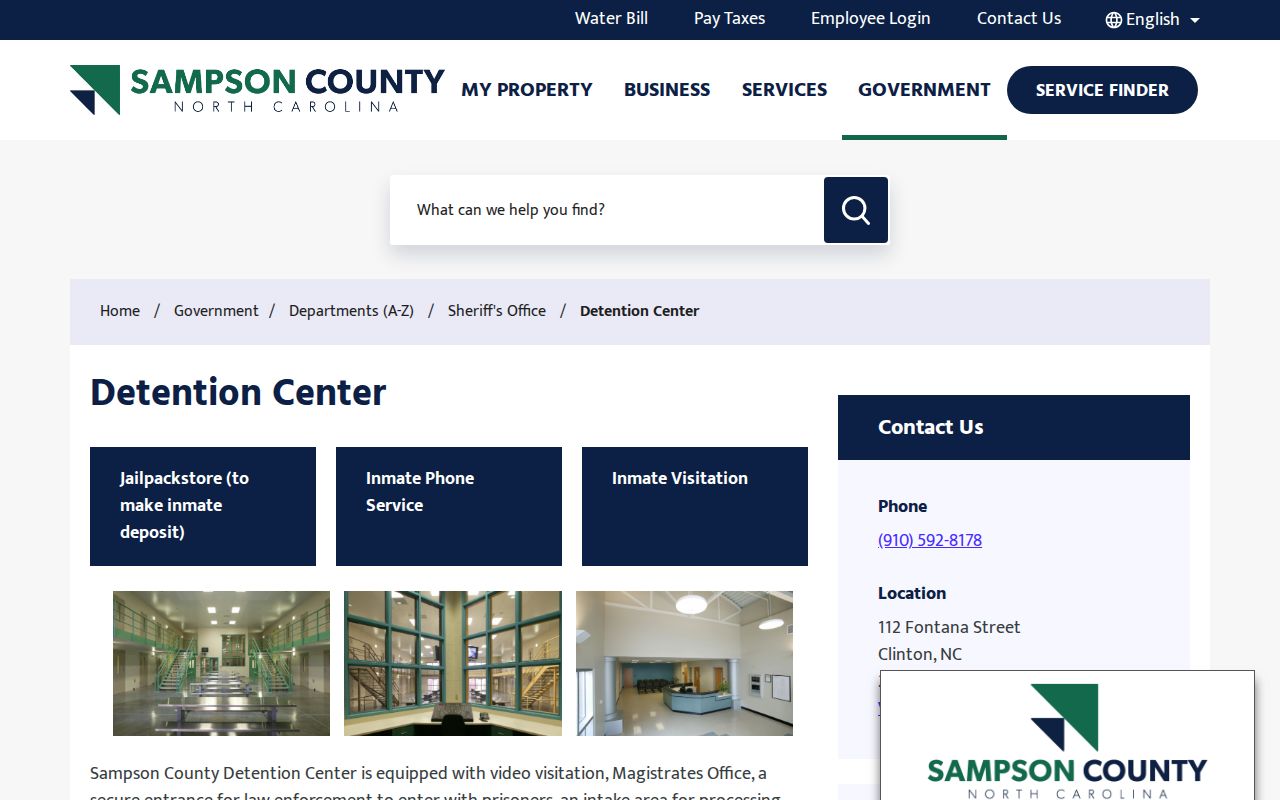 Sampson County Detention Center official intake information