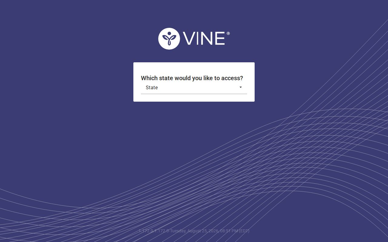 VINELink state selection interface used to begin a North Carolina custody check